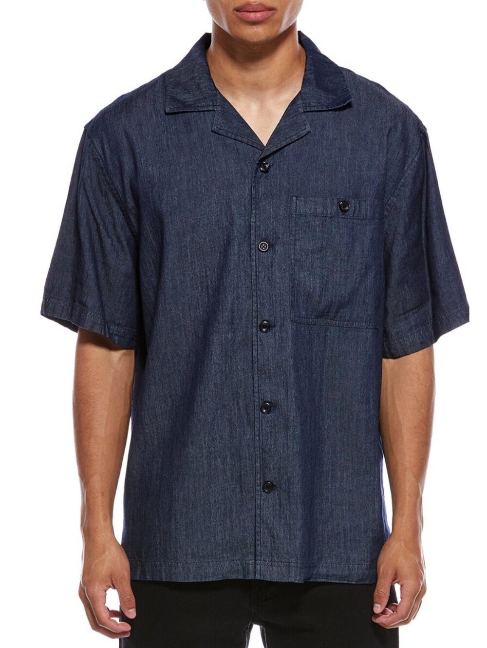 Karl Lagerfeld Lightweight Blue Button-Front Shirt Jacket